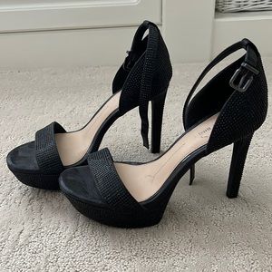 Gianni Bini heels. Black studded gems. Size 9 and 5”. Worn once.